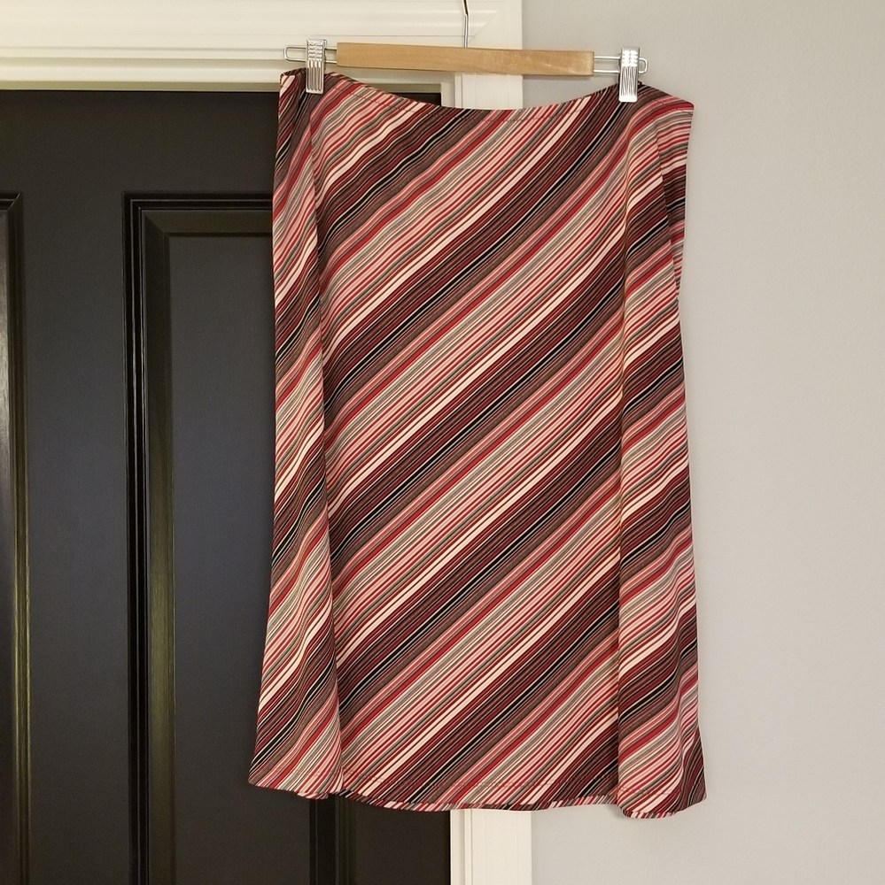 NY & Co Red Striped Midi Skirt - Size L